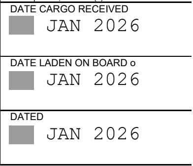 Carrier bill of lading — Receipt and on-board fields · January 2026.
