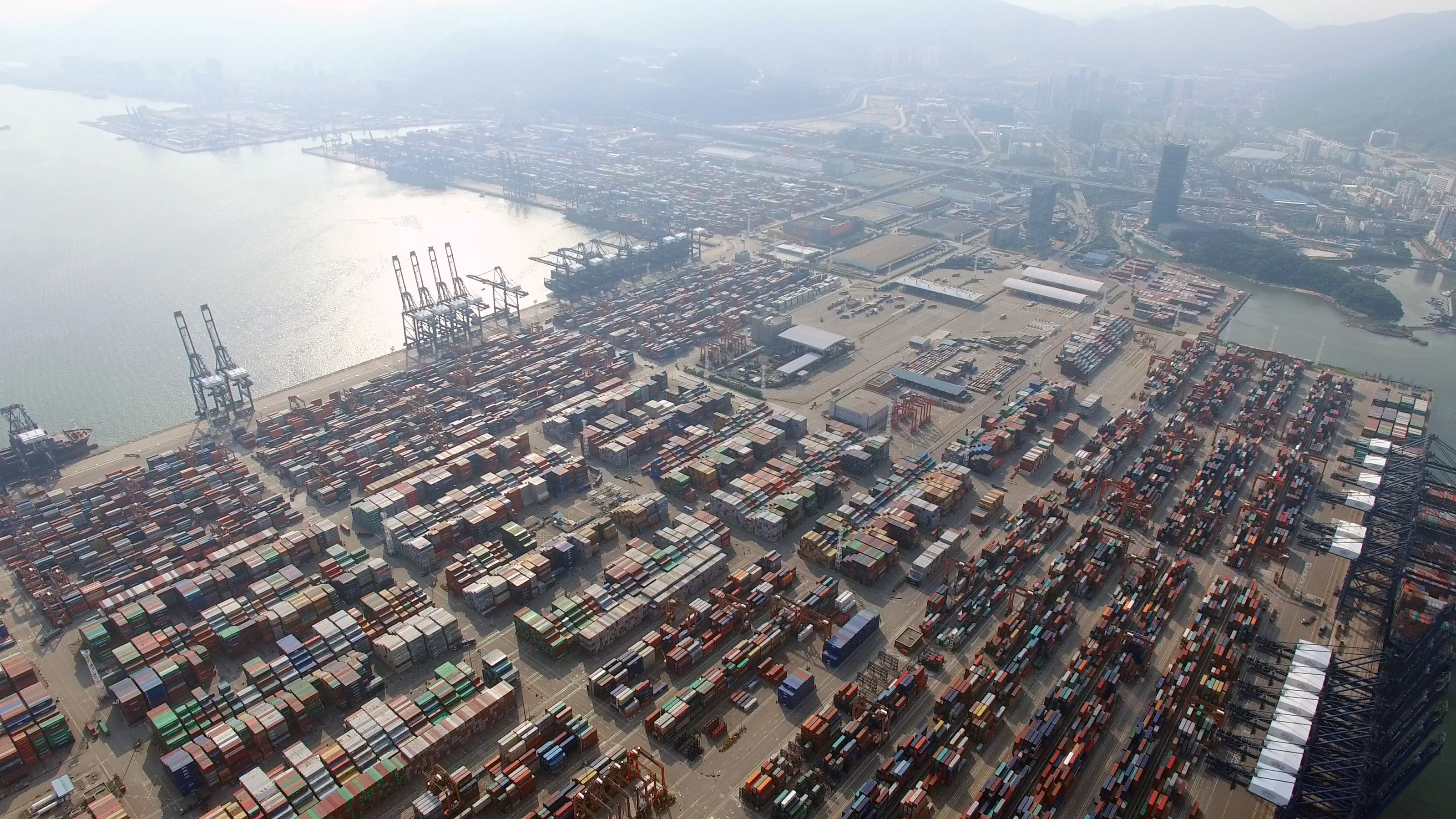Container yards and gantry cranes at Yantian port, archive photo